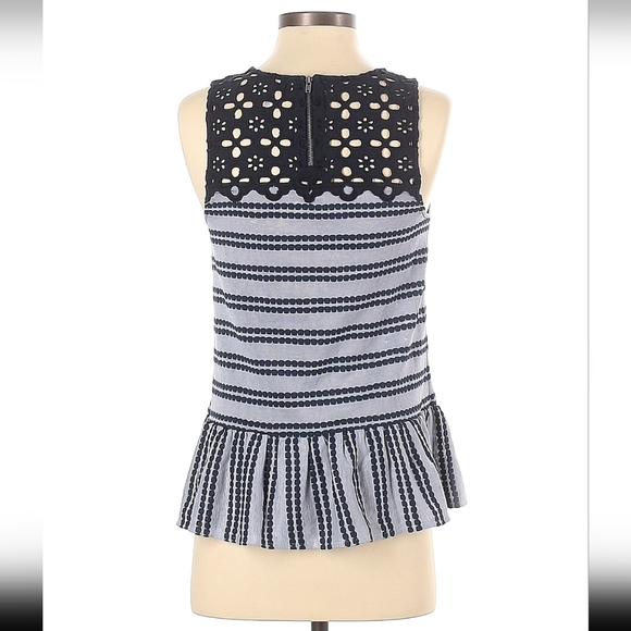 Free People Molly Cutout Ruffle Peplum Blouse 100% cotton Size XS - Picture 5 of 6